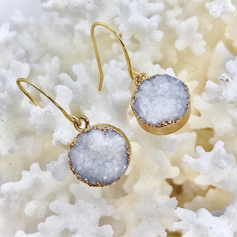 ✨Natural Druzy Quartz Drop Earrings✨